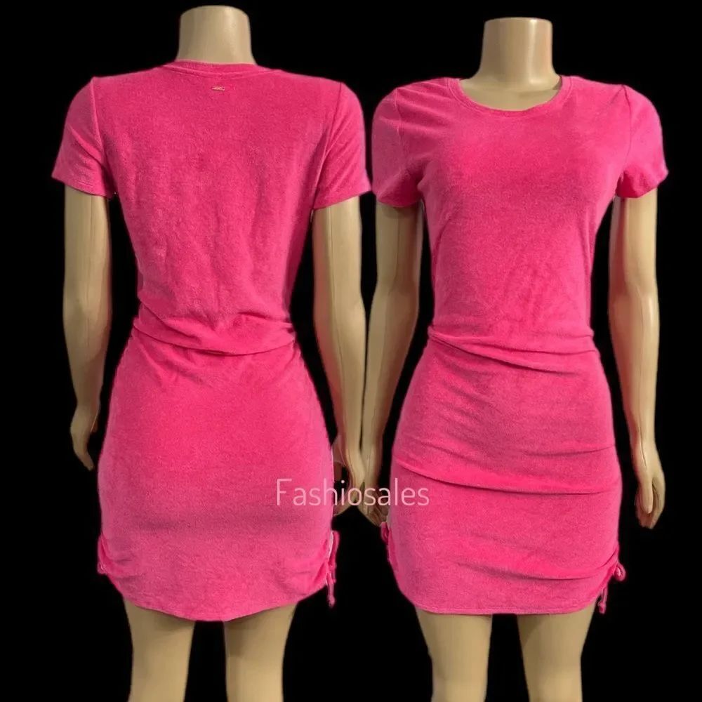 Victorias Secret Pink Beach Terry Ruched Sides Dress Pink